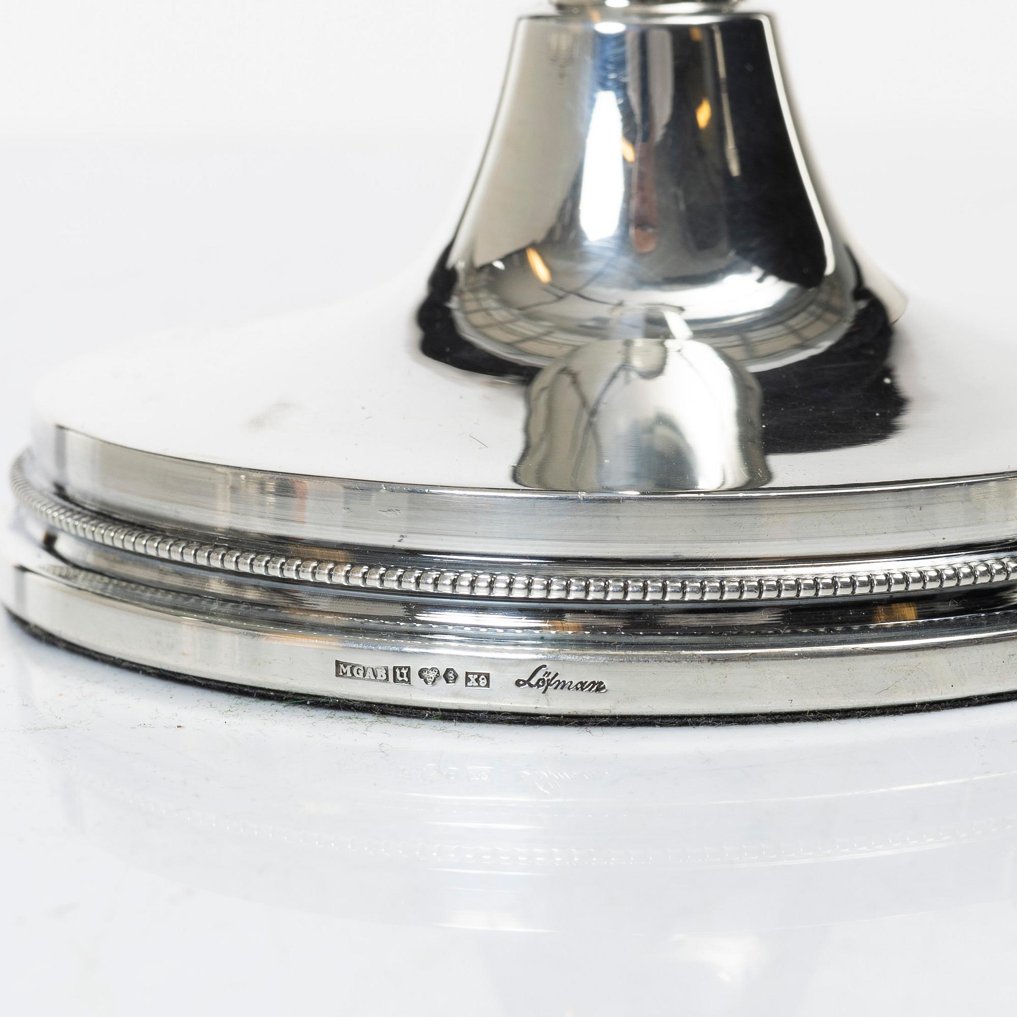 Eric Löfman, Candelsticks, a pair, silver, KG Markström, Uppsala 1972.