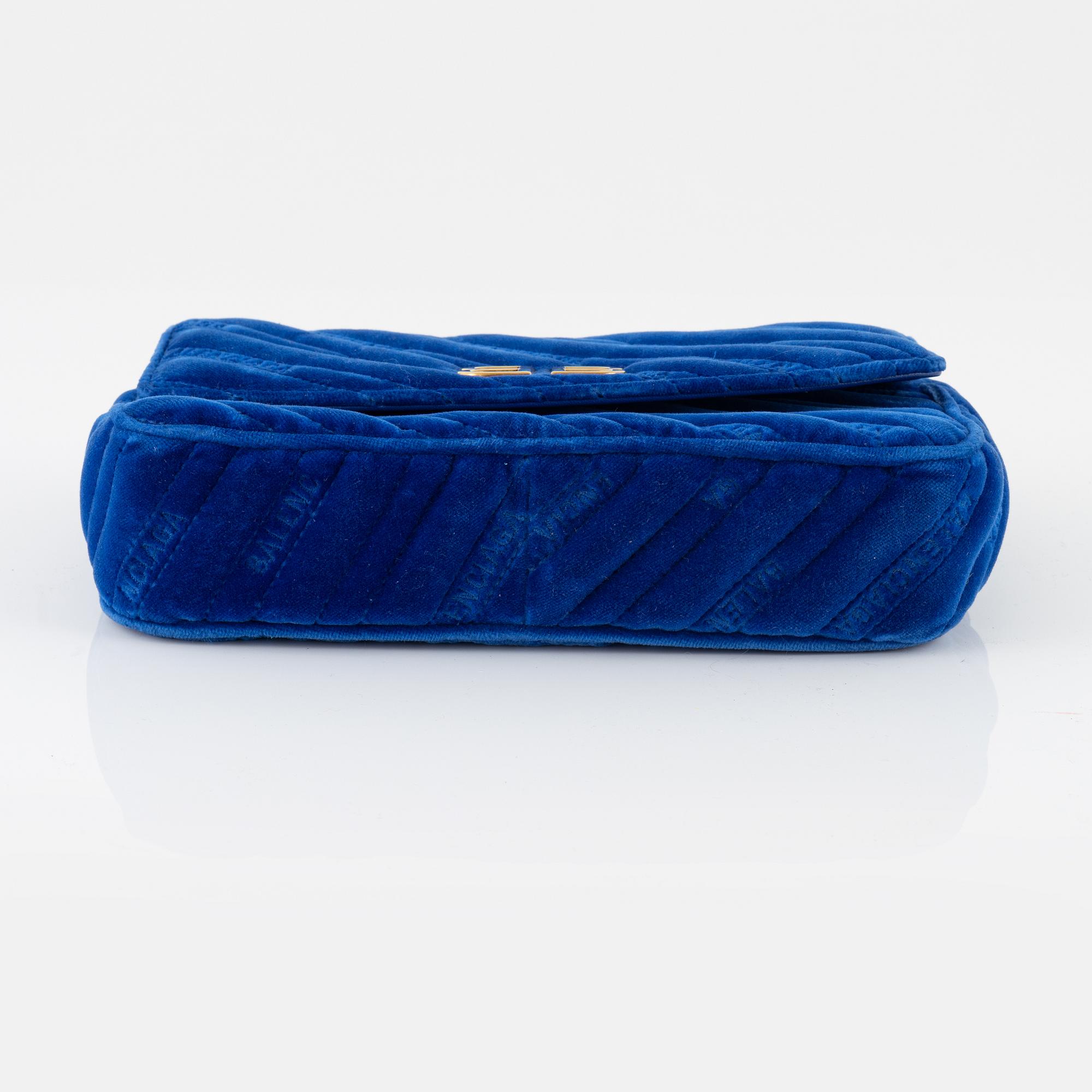 Balenciaga blue velvet bag sales