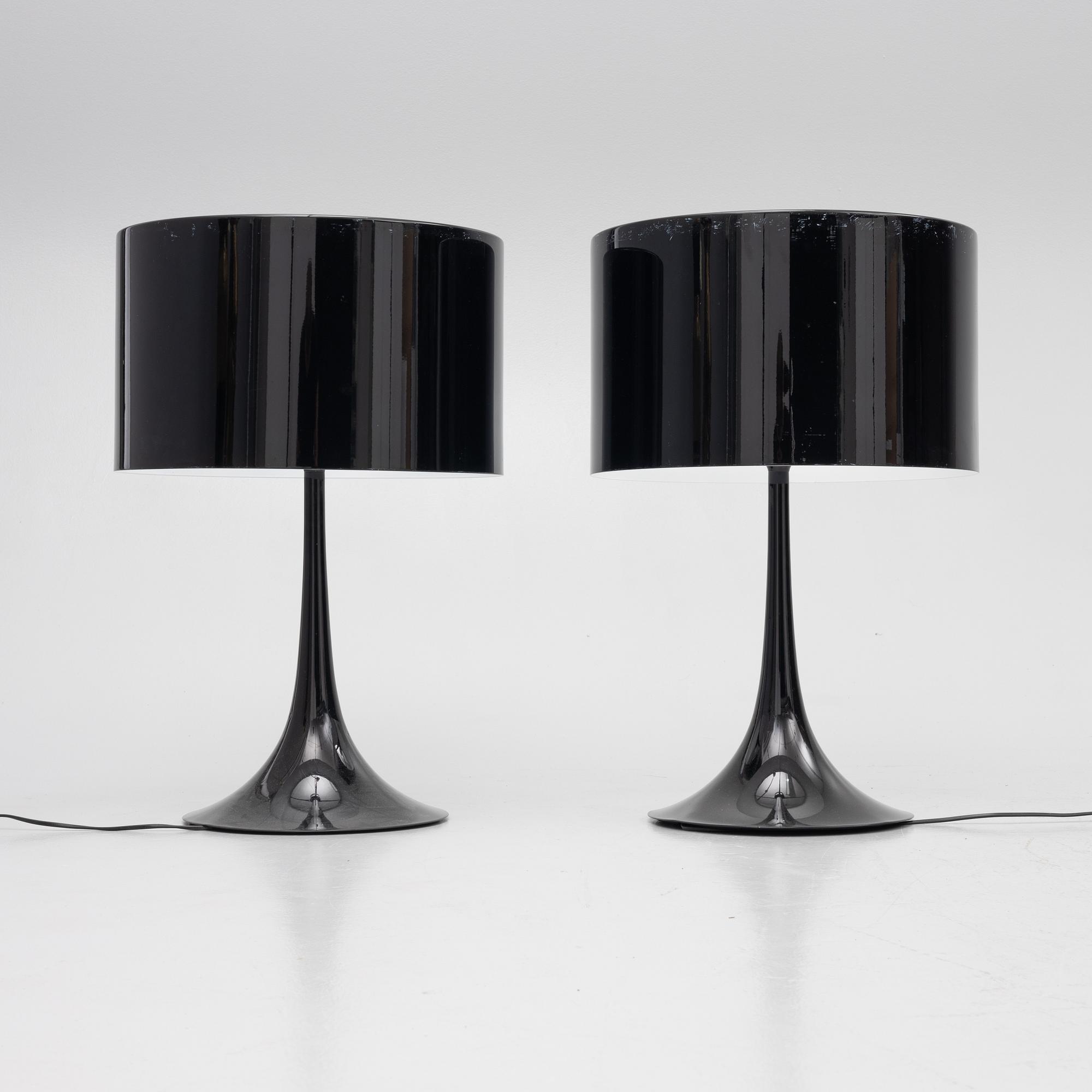 Sebastian Wong, table lamps, a pair, Spun Light T2, Flos, Italy.