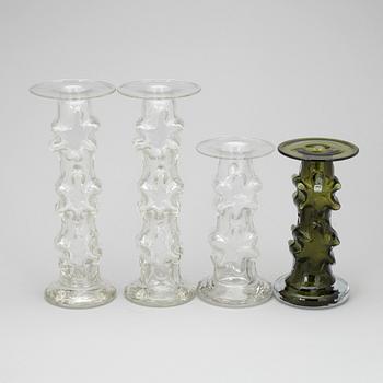 LJUSSTAKAR, 4 st, glas, Erkkitapio Siiroinen, Riihimäen Lasi, 1900-talets slut.