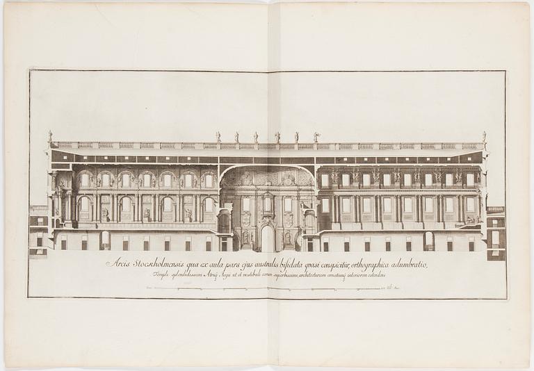 SÉBASTIEN LE CLERC, efter Niccodemus Tessin d.y. 1695, kopparstick, 1700-tal.