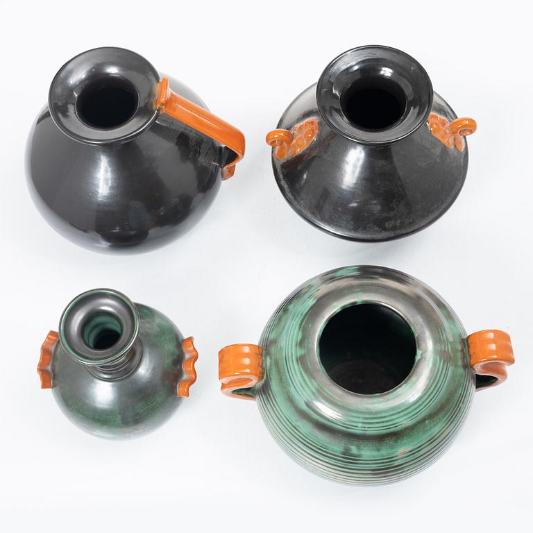 Four vases, Upsala Ekeby, 1930s.