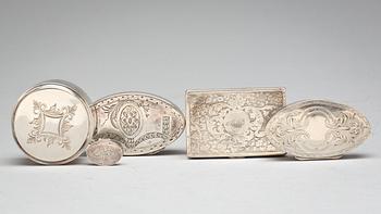 DOSOR, 5 st, silver, Sverige, 1800-tal. Silvervikt ca 320 gr.