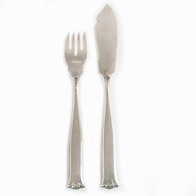Fiskbestick, 12 delar, silver 830, Tyskland, Svenska importstämplar, 1900-tal.