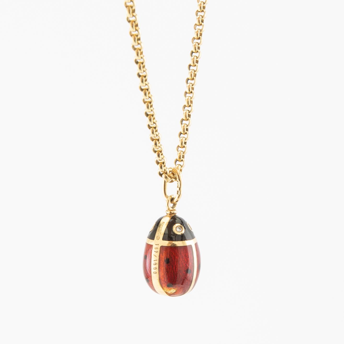 Fabergé pendant in 18K gold and enamel, numbered 167/1000, crafted by Victor Mayer.