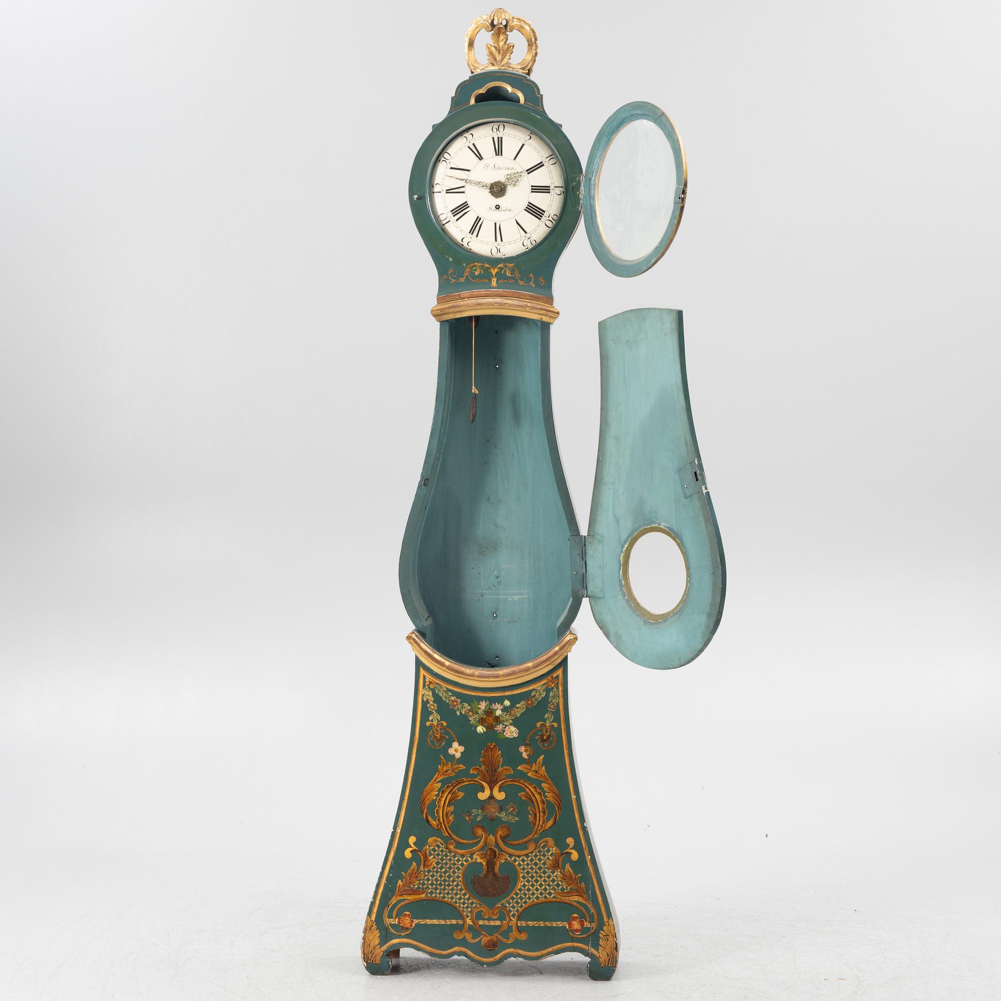 Longcase clock, P Söderman, Rococo, second half of the 18th century.