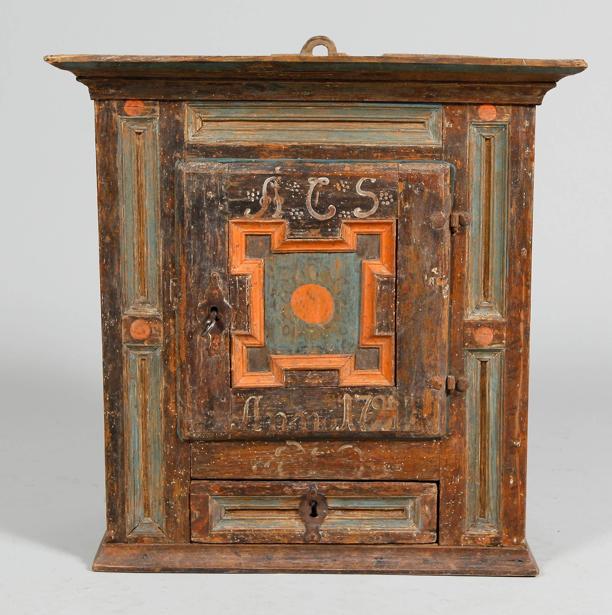 HÄNGSKÅP, allmoge, sign och dat ACS 179?.