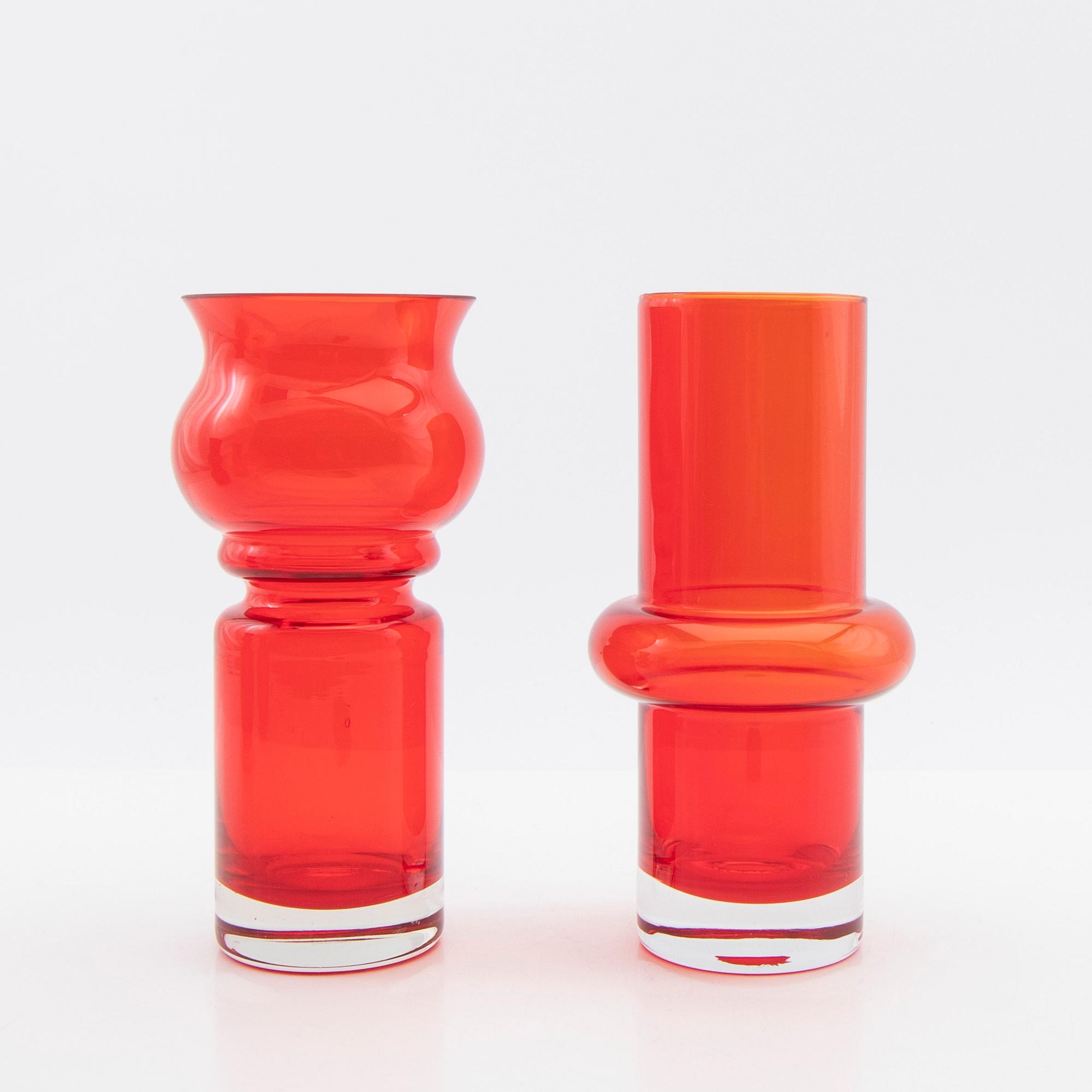 Tamara Aladin, Vases, 4 pcs, glass, Riihimäen Lasi, Finland, 1960s/70s.