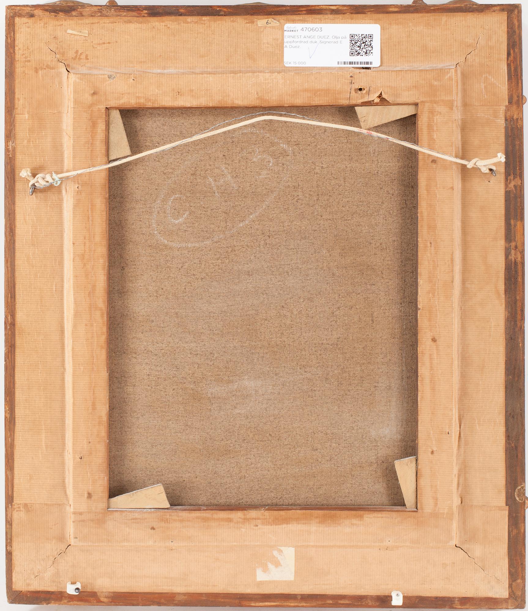 ERNEST ANGE DUEZ. Olja på uppfordrad duk. Signerad E A Duez.