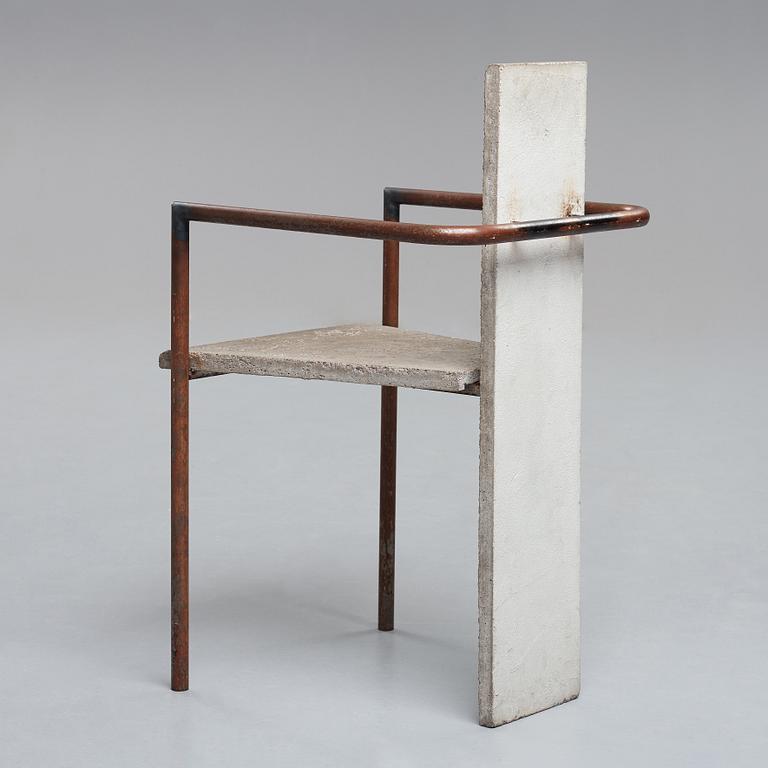 Jonas Bohlin, a "Concrete" armchair, reportedly the original, the one exhibited at Konstfack, Stockholm 1981.