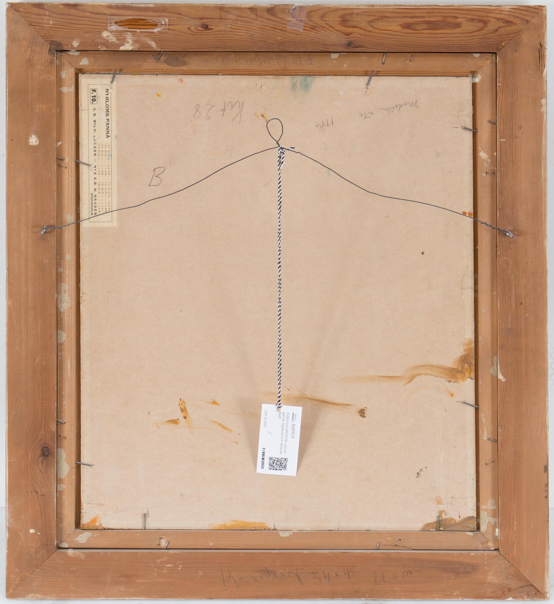 SVEN X:et ERIXSON, olja på pannå. Signerad och daterad 1940.