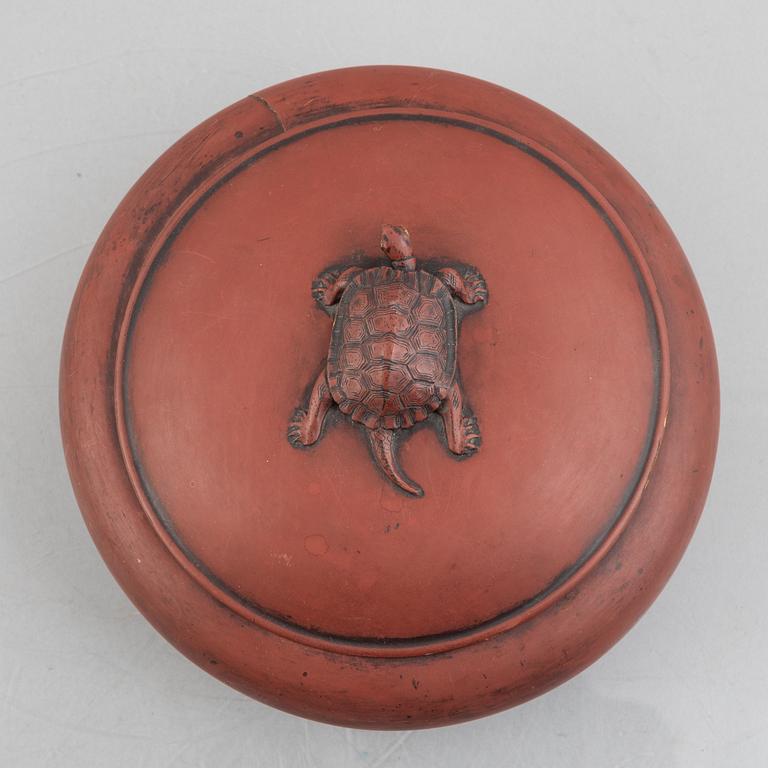 A red lacquer bowl with cover, Japan, presumably Meiji (168-1912).