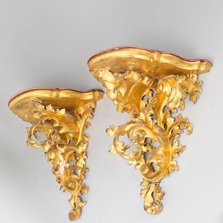 A pair of gilt brackets, late 19th century.