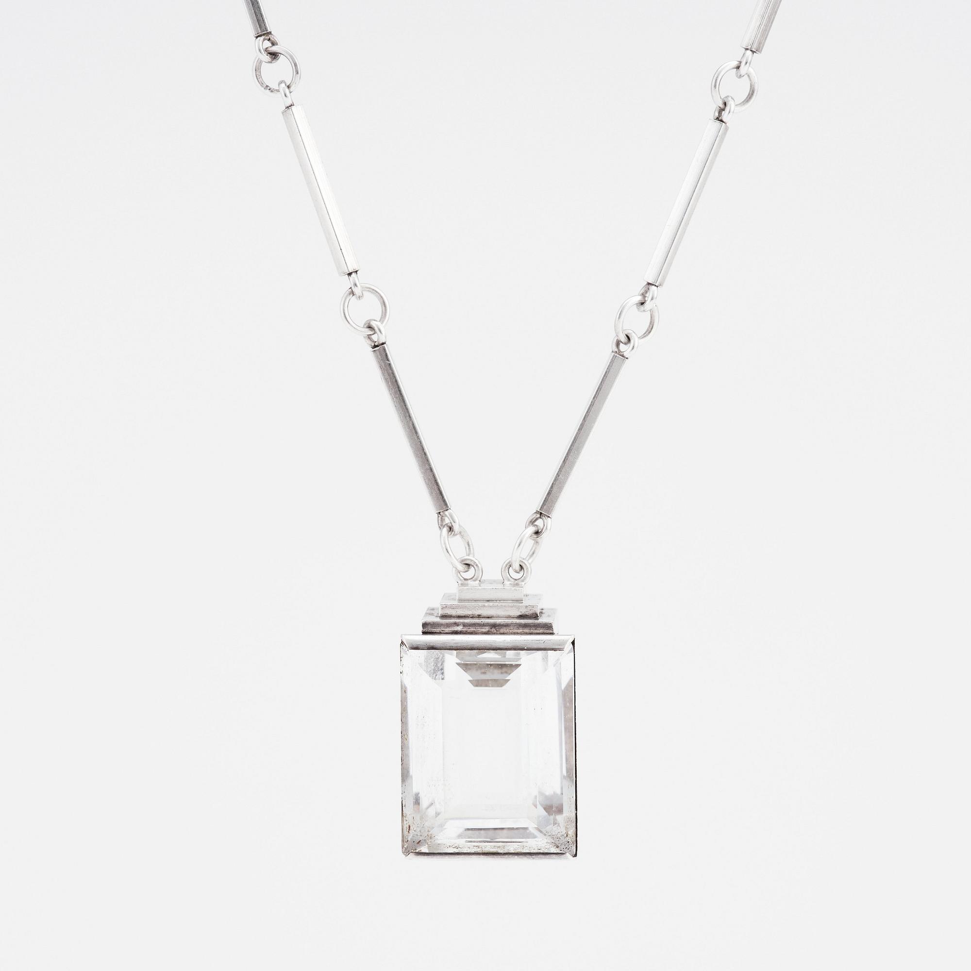 Wiwen Nilsson, hängsmycke, Lund 1943, sterling och bergkristall.