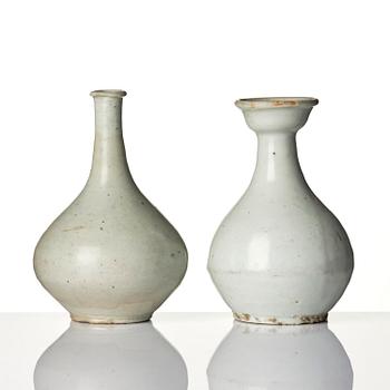 A set of two white glazed vases, Korea, Joseon.