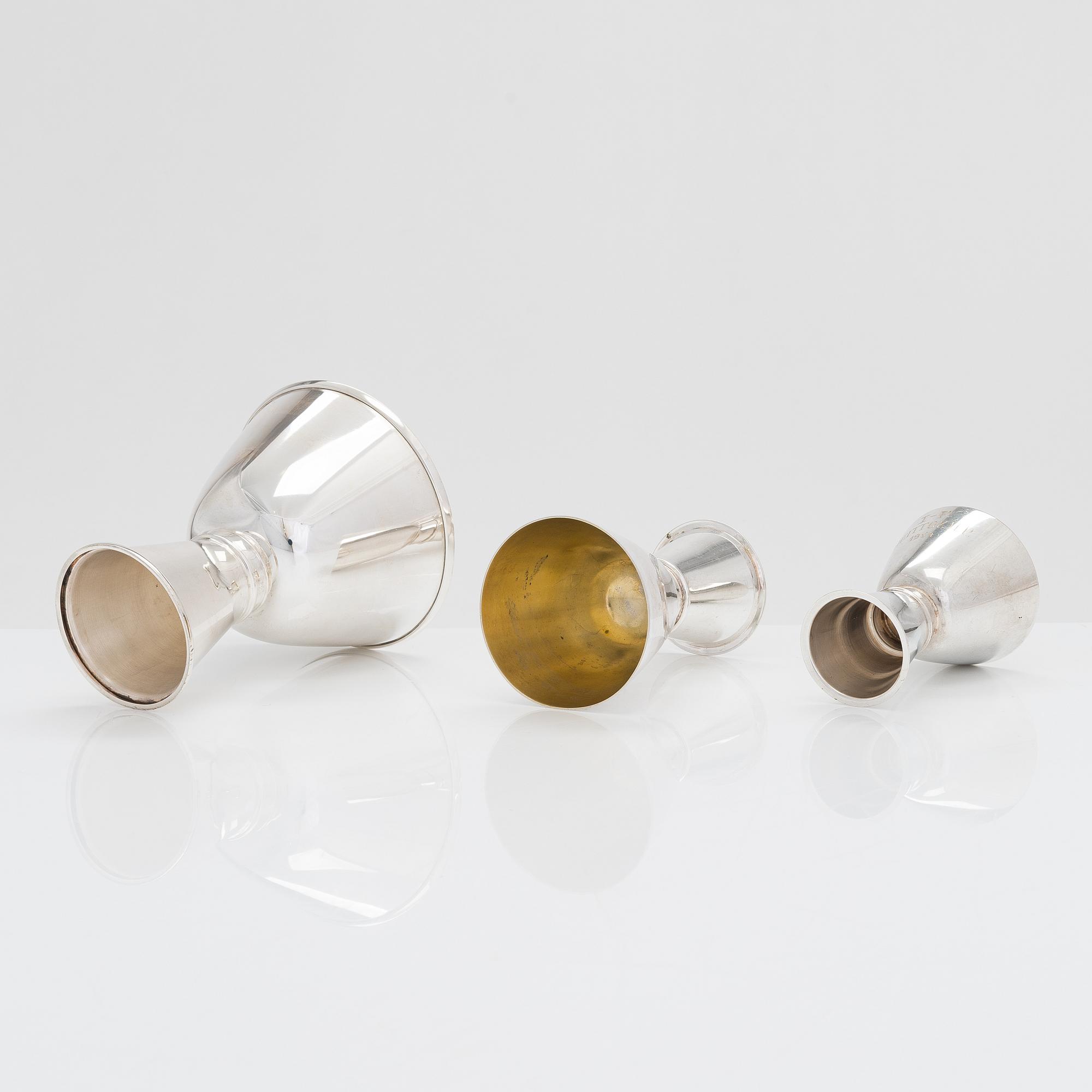 Tapio Wirkkala, pikareita, 6 kpl, hopeaa, TW 329, Kultakeskus, Hämeenlinna 1960-70-luku.