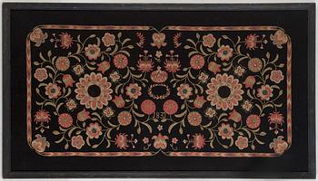 AN EMBROIDERY, wool on wool, ca 73,5 x 132 cm (plus 3 cm frame), Sweden first half of the 20th century, probably Scania.