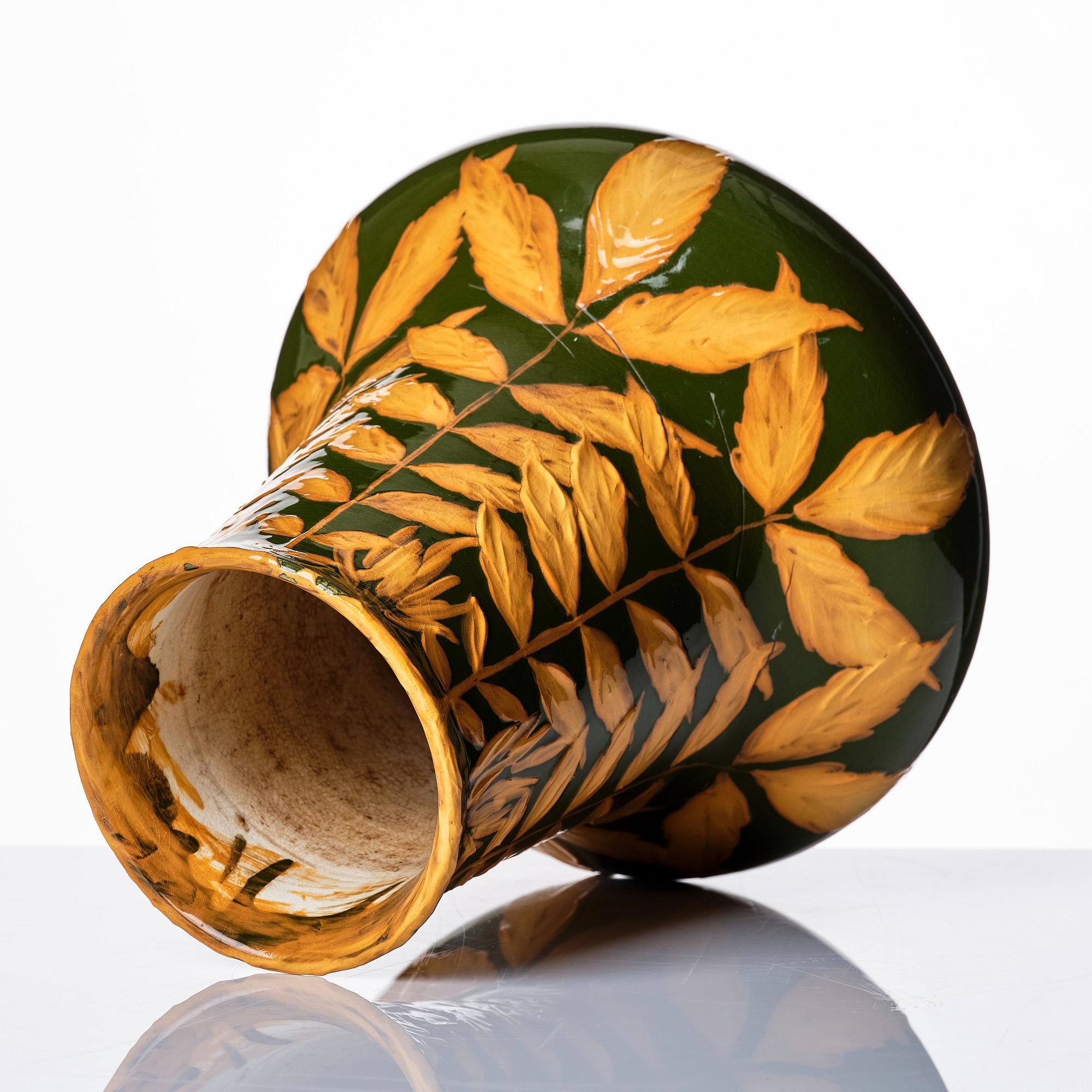 Gunnar G:son Wennerberg, two ceramic Art Nouveau vases, Gustavsberg, Sweden, one dated 1907.