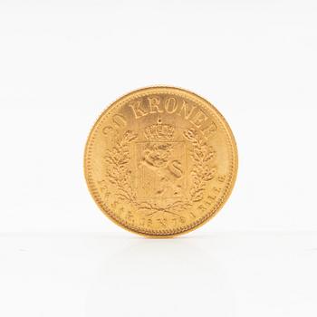 Gold coin 20 Kroner Norway 1879 Oscar II.