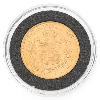 Gold coin, Sweden, Oscar II, 20 kronor, 1900.