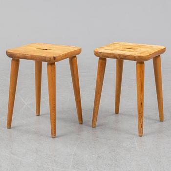 Two pinewood stools by Svensk Fur in the second half of the 20th century.