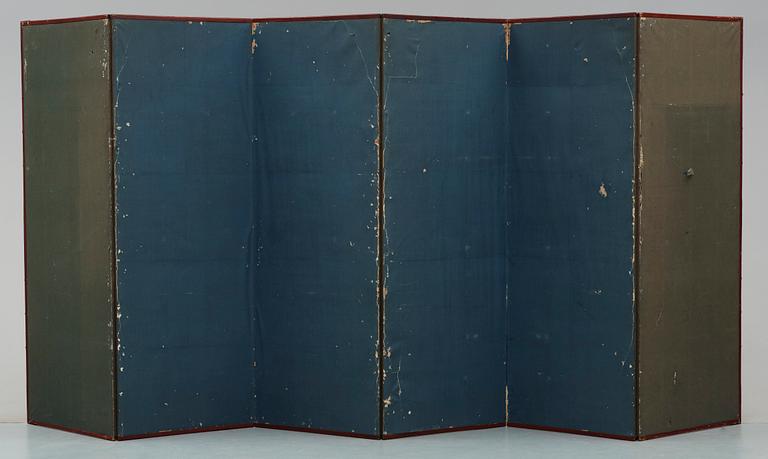A pair of Japanese six fold screens with Chinese scrolls.