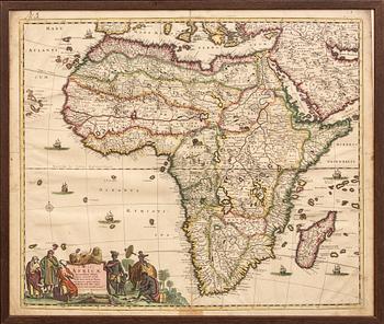 Frederik de Wit, map Africa, hand coloured copper engraving, Amsterdam c 1690.