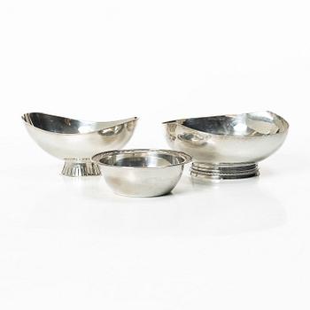 Three silver bowls, mid-20th century.