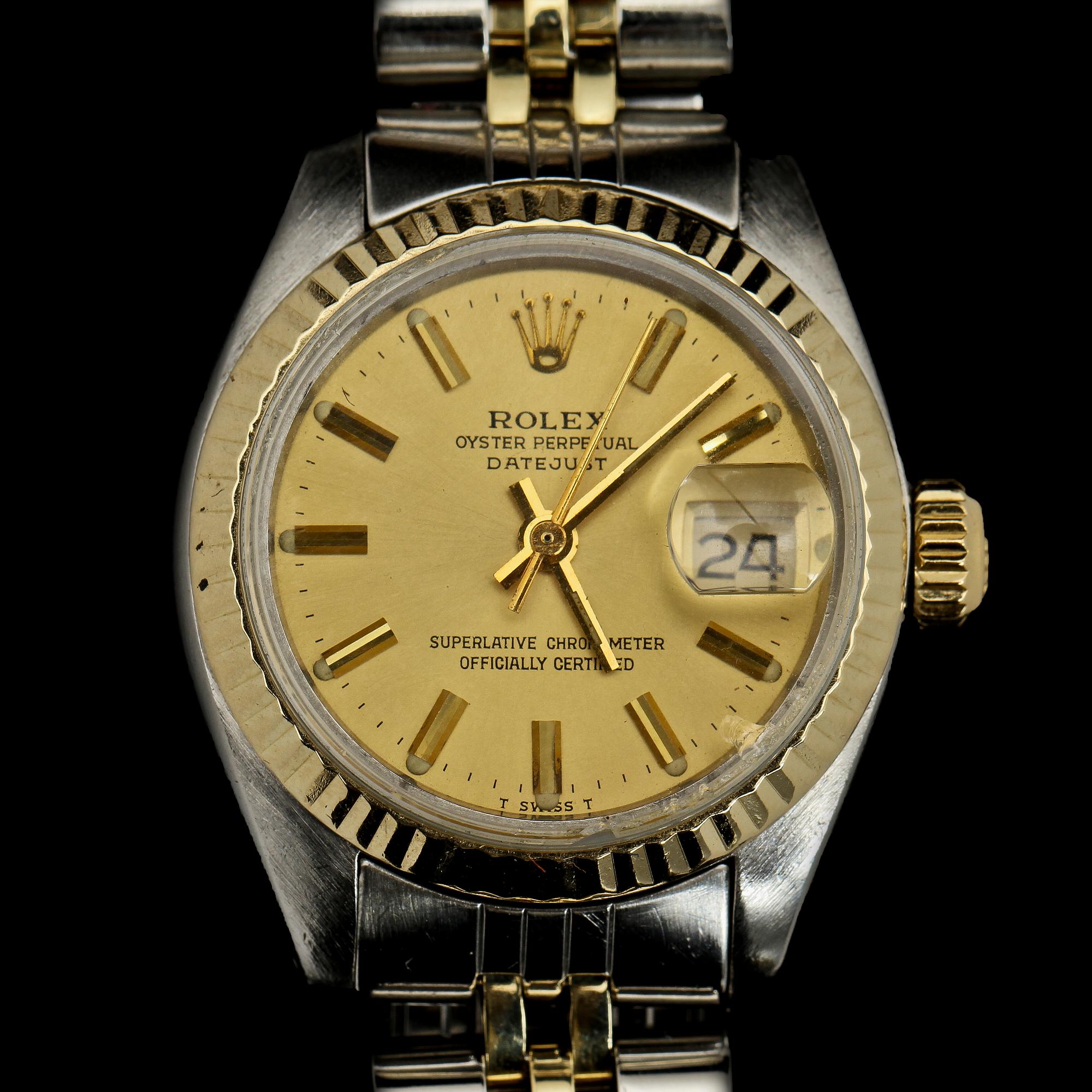 DAMARMBANDSUR, 18k guld och stål, Rolex, oyster perpetual, datejust, 1900-talets fjärde kvartal.