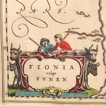 Johannes/Jean Blaeu, "Fionia vulgo Funen", Fyn Danmark.