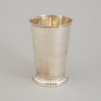 A parcel-gilt sterling silver vase from Aktiebolaget Ikora, Stockholm, 1953.