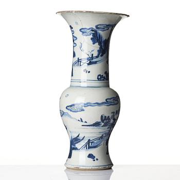 A large blue and white vase, Yenyen, Qing dynasty, Kangxi (1662-1722).