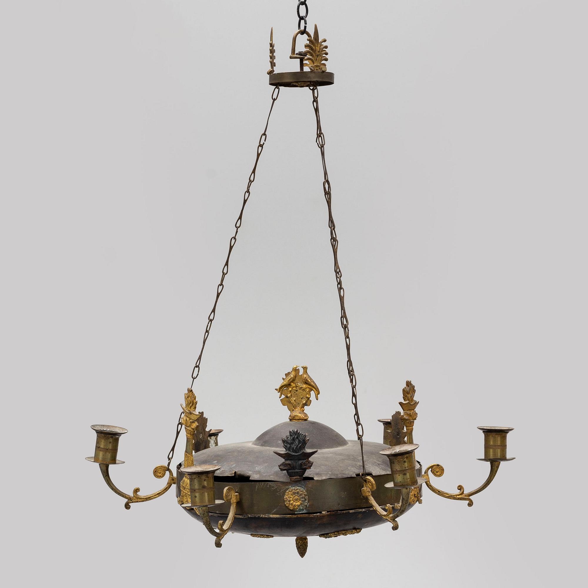 A hanging lamp, empire-style, first half of the 20th century.