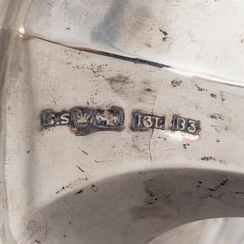 KYNTTILÄNJALKAPARI, hopeaa, Samuel Sjöblom, Pori 1859. Paino 198 g.