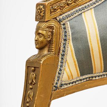 A pair of late Gustavian open armchairs attributed to E. Ståhl (master in Stockholm 1794-1820).