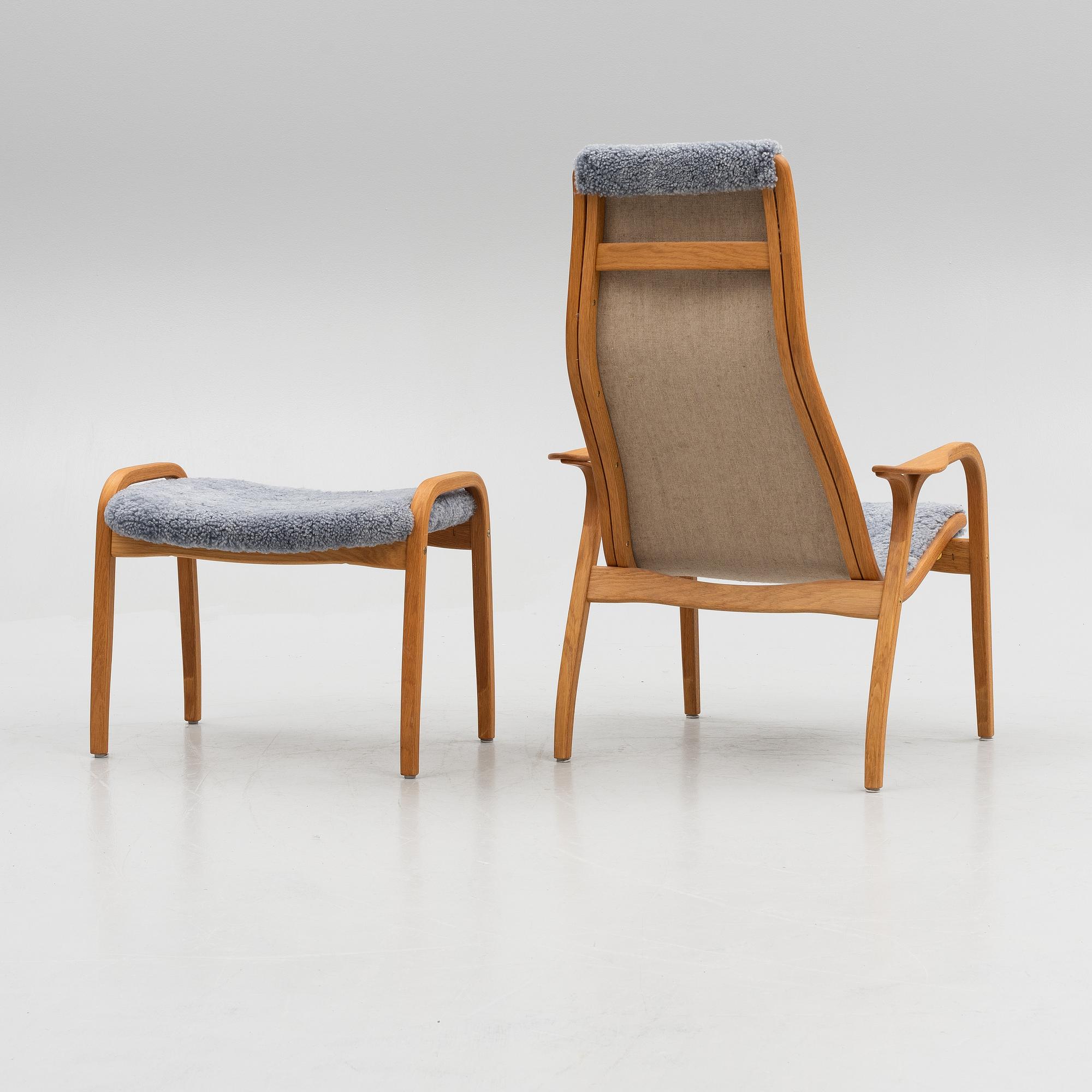 Yngve Ekström, a "Lamino" armchair with ottoman, Swedese, Sweden, 2014.