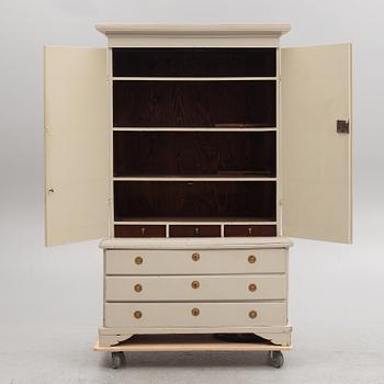 A grey painted Gustavian cabinet, circa 1800.