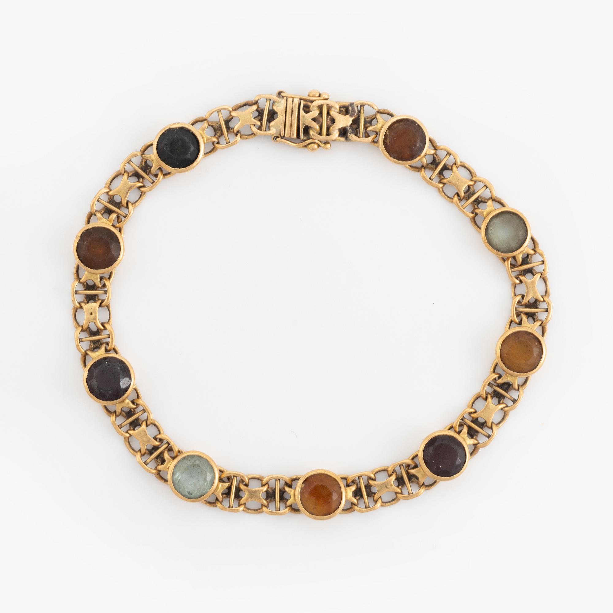 18K gold and coloured stones bracelet.
