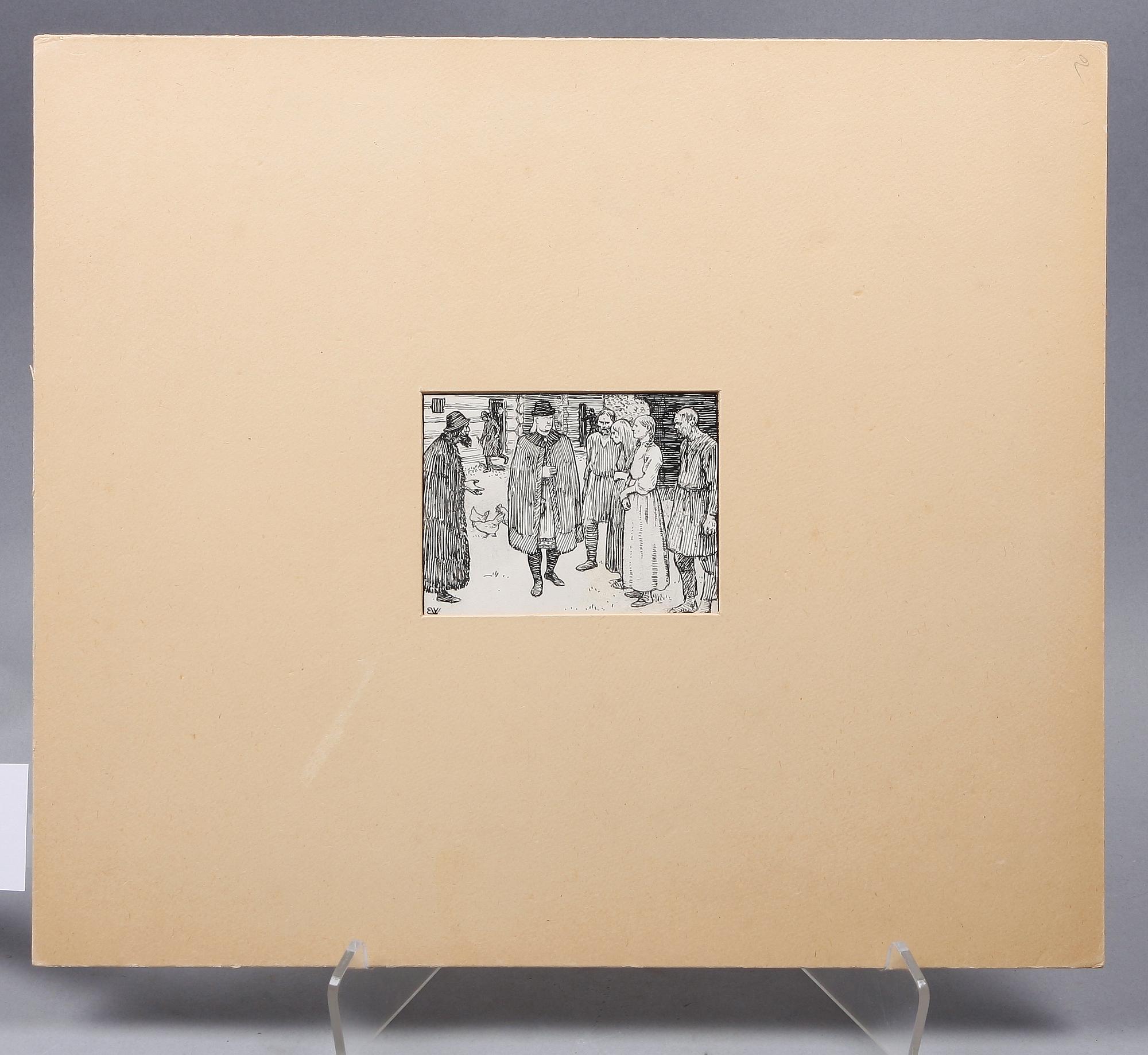ERIK WERENSKIÖLD, teckningar, 4 st, monogramssign,  bl a dat 1905 samt 1907.