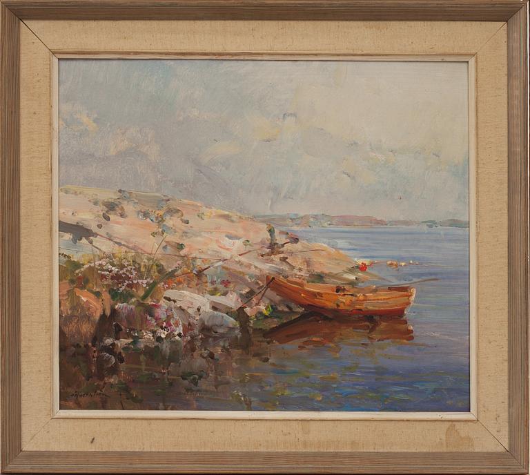 HUGO ÖFVERSTRÖM, olja på pannå, signerad.