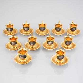 A Russian Empire coffee service, presumably by the Yusupov porcelain manufactory.