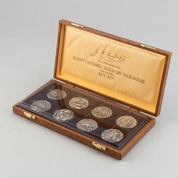 Harald Salomon, a set of eight sterling silver medals "The Fairy Tale Series" Hans Christian Andersen, numbered 783/1000.