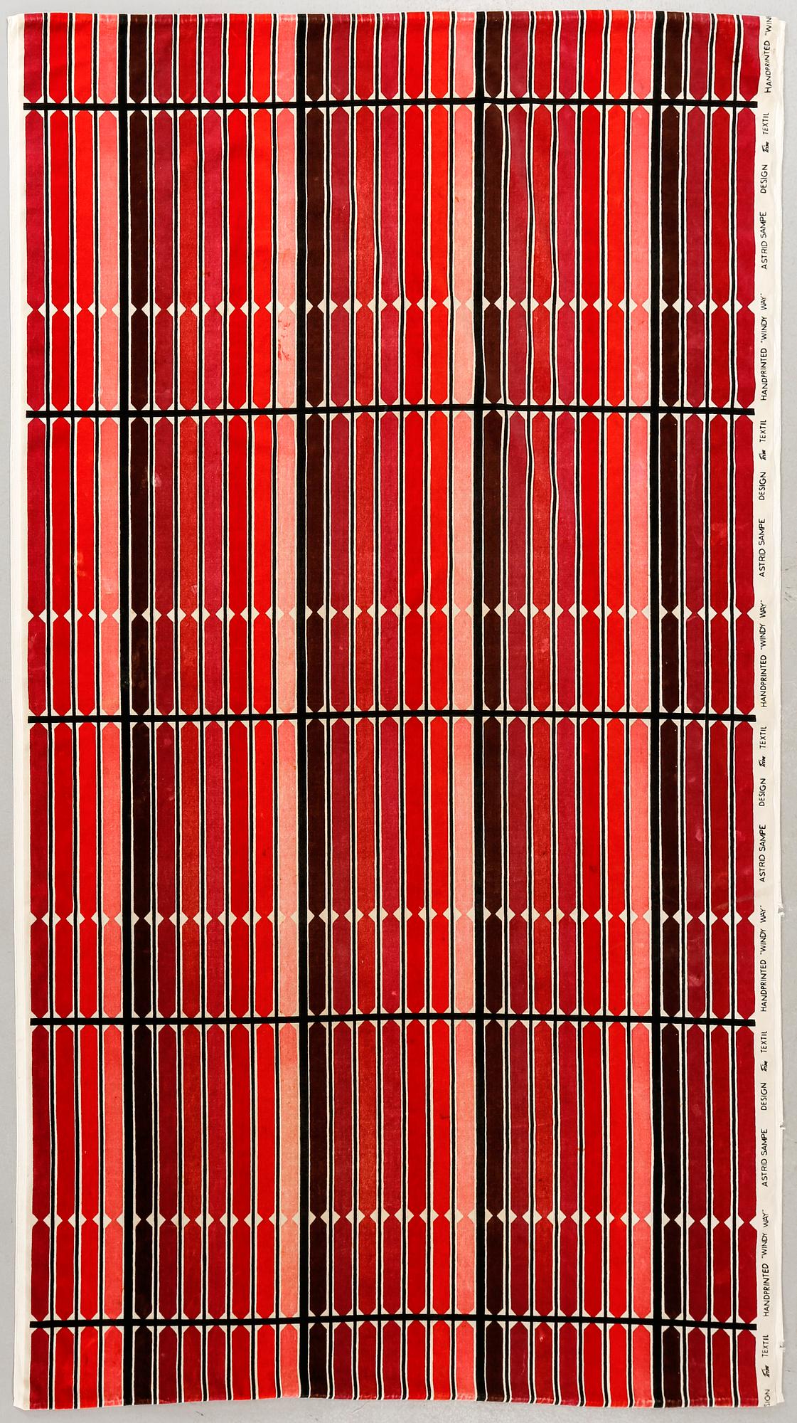 ASTRID SAMPE, textilvåd, "Windy Way", Triva Textil för Nordiska Kompaniet, omkring 1900-talets mitt.