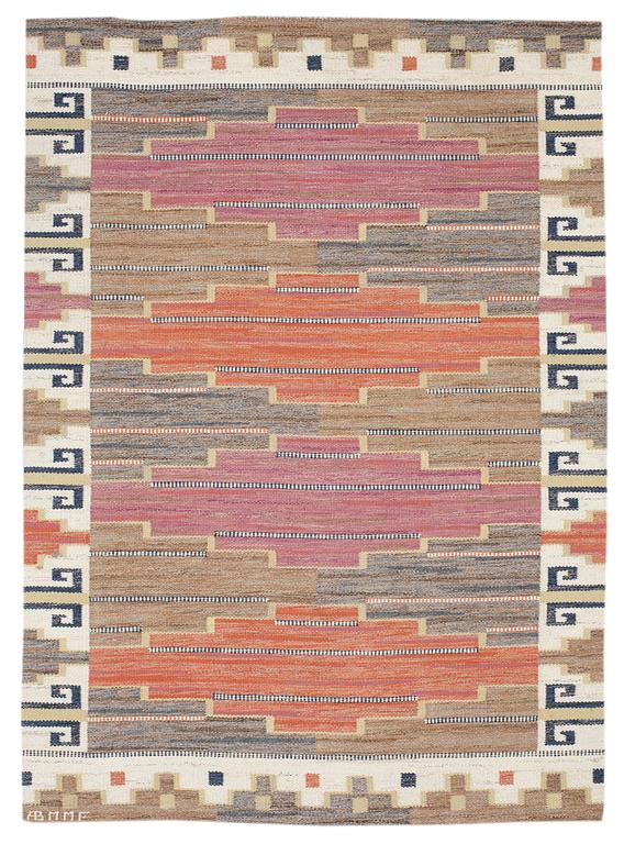 RUG. "Bruna heden". Rölakan (flat weave). 217 x 154,5 cm. Signed AB MMF (AB Märta Måås-Fjetterström).