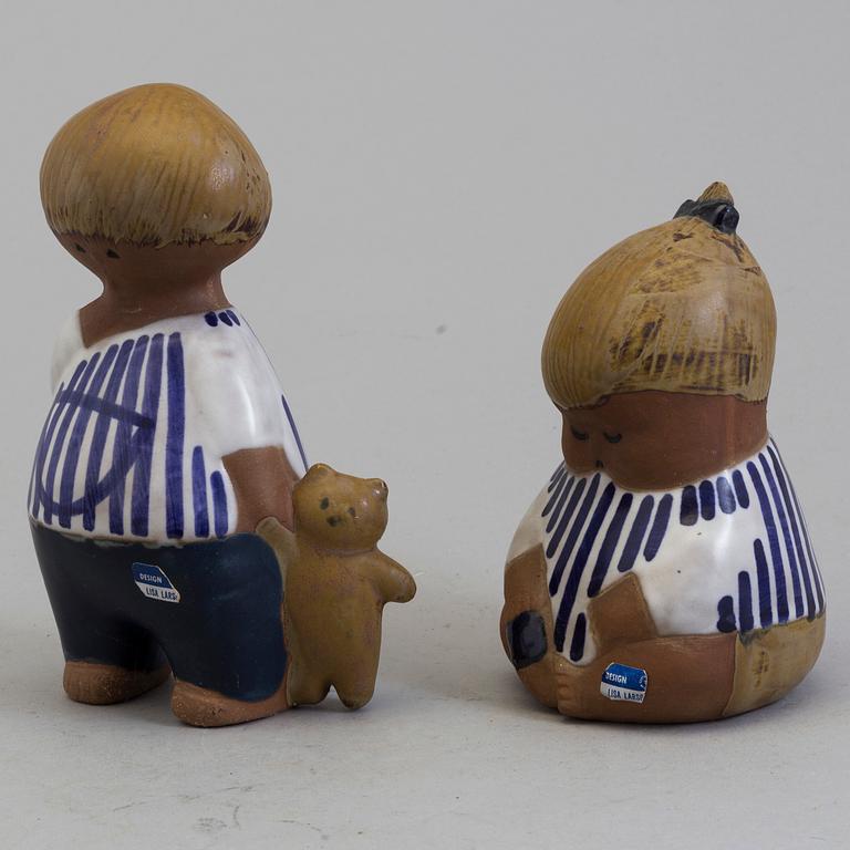 LISA LARSON, two stoneware figurines from Gustavsberg, 'Malin' och 'Johanna'.