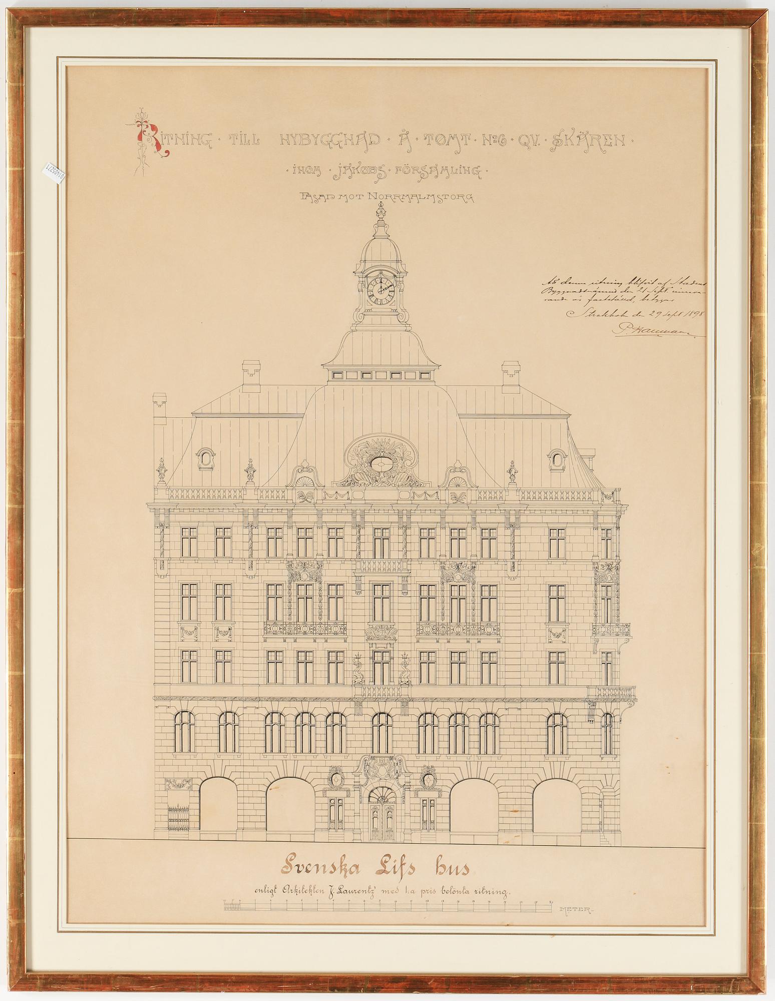 ARKITEKTRITNING, blandteknik, 1800-tal.