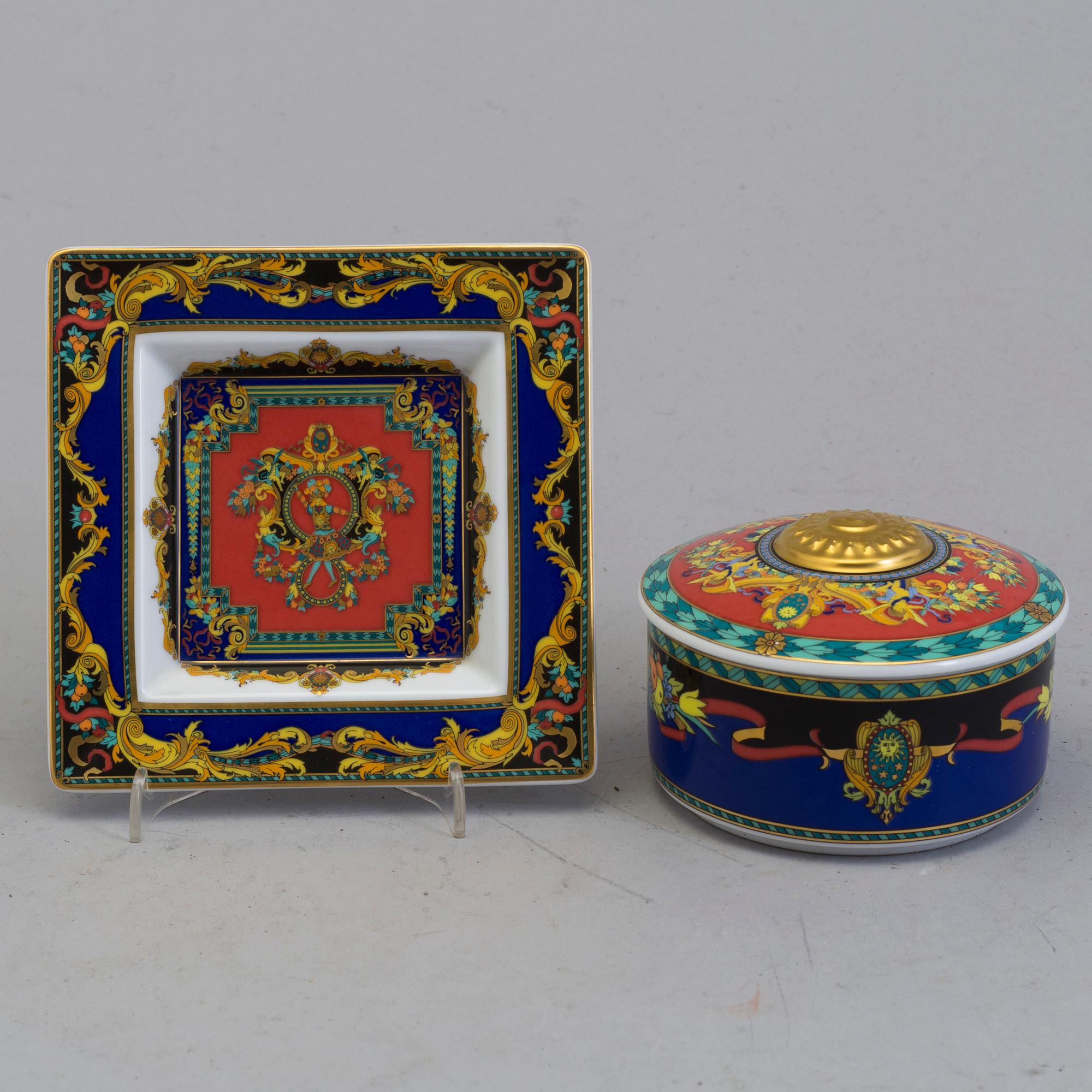 A set of three porcelain ware, " Le Roi Soleil", Versace for Rosenthal.