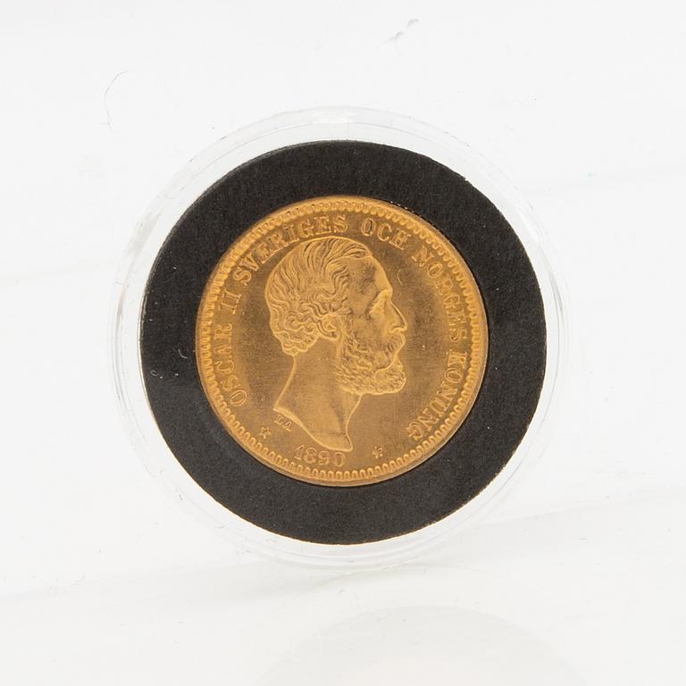 Guldmynt Sverige, Oscar II 20 kr, 1890.
