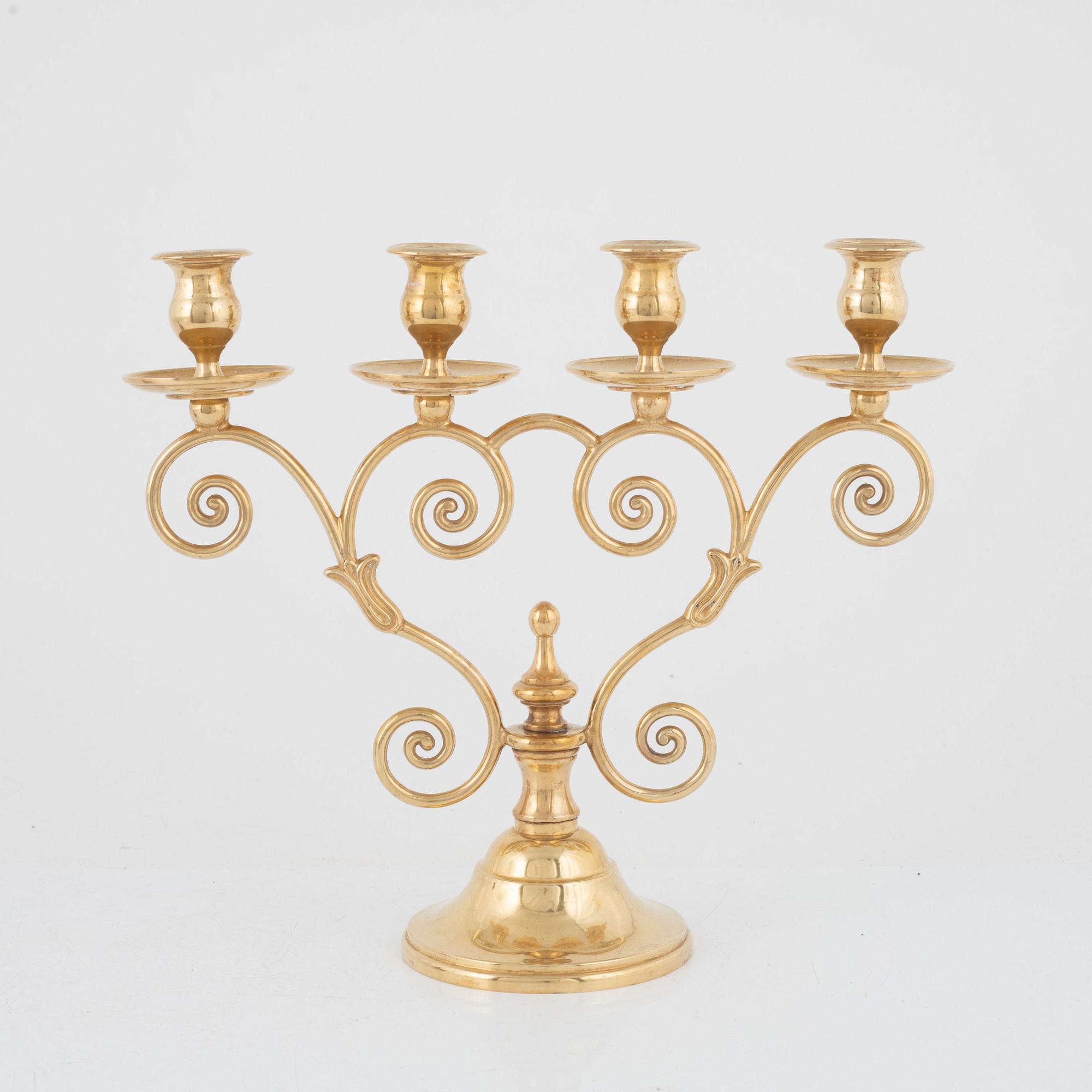A brass candelabra, Skultuna Messingsbruk, Sweden, 1989.