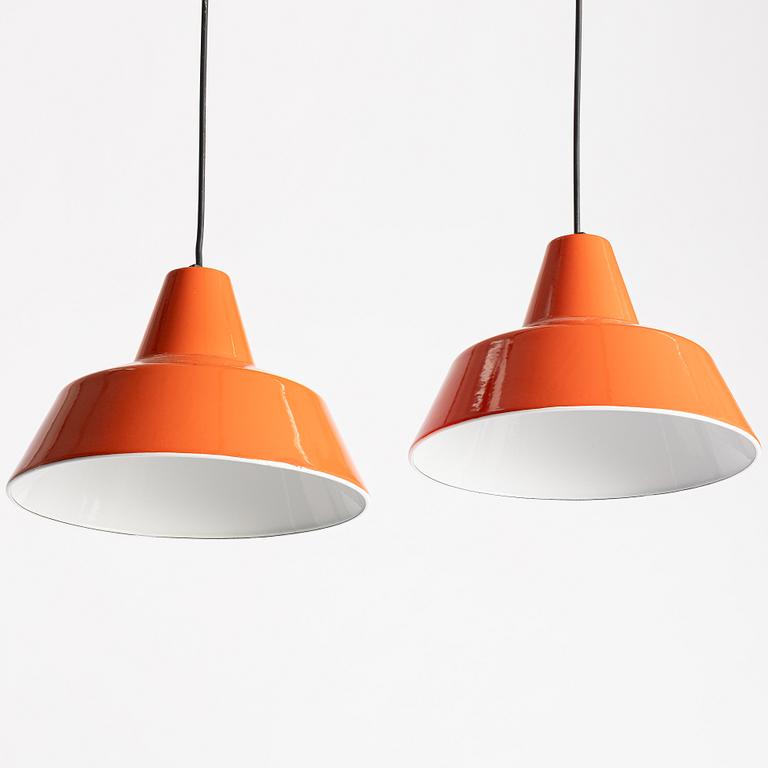 A. Wedel Madsen, a pair of 'Værkstedspendel' ceiling lamps, Louis Poulsen, Denmark, later part of the 20th century,